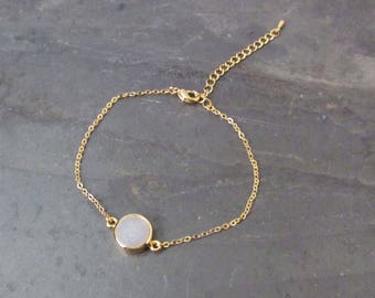 druzy bracelet white, raw crystal jewelry, raw crystal bracelet, druzy agate bracelet, crystal jewelry, bohemian , boho wedding jewelry