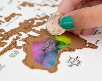 Father's Day Gift: Scratch Your Travels® It's a Beautiful World Map Watercolor Art Poster