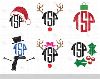 Christmas Monogram Toppers - .svg/.eps/.dxf/.ai for Silhouette Studio, Cricut, or other cutting software