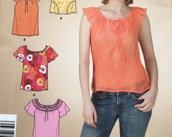 Cute ladies' tops pattern NEW/uncut sizes 8, 10, 12, 14, 16, 18