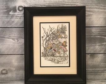 Wall Art, Original Fine Art Pen Ink Drawing by Guido E Orsini Mixed Media Illustration Of "Guiding Light" Frame Matt Item #480879986