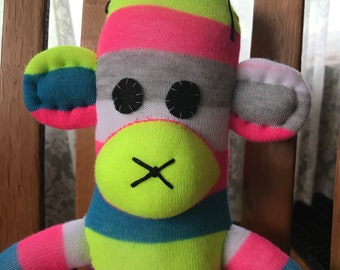 Bright, Striped Sock Monkey