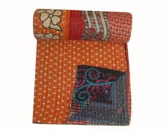 Vintage Tanseem Kantha Quilt,Vintage recycle Kantha Quilt, bohemian Throw,kantha Blanket