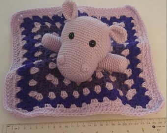 Purple Hippo Lovey Blanket