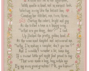 JARDIN PRIVÉ Sampler of My Grandma counted cross stitch patterns at thecottageneedle.com Mother's Day Mom quaker