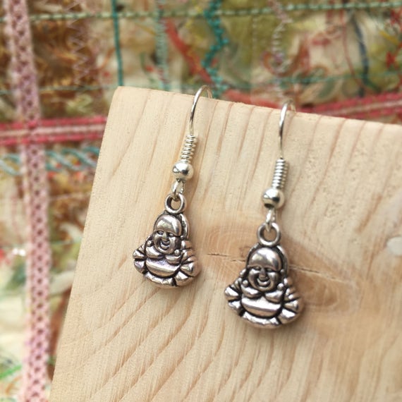 Buddha Earrings Buddha Jewelry Small Buddha Earrings Silver