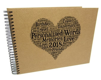 Personalised A3/A4/A5/Square Word Art, Scrapbook, Photo Album, Typography Cloud, Guestbook