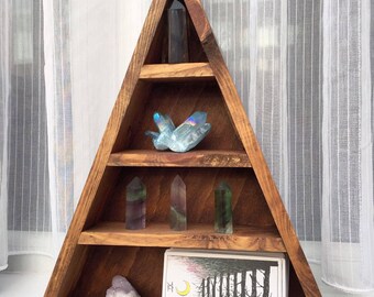 Tall wooden shelf with back
