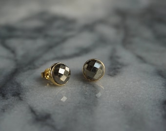 Pyrite earrings, 18kt Gold plating over Sterling Silver