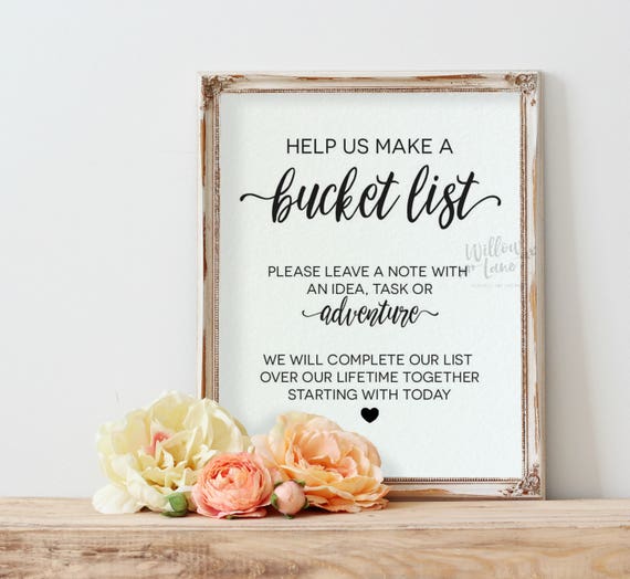 Wedding Bucket List Sign 8x10 Printable Marriage Bucket List
