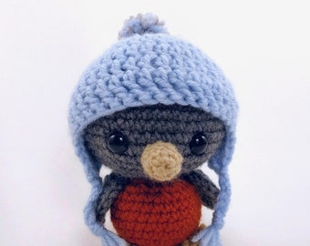 PATTERN: Blue the Bird - Crochet bird pattern - amigurumi bird - crocheted bird pattern - robin - crochet bird softie - PDF crochet pattern