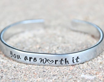 You're Worth It Bangle, You are worth it bracelet, Inspirational Jewelry, Inspirational Bracelet, Your worth it bracelet, You're worth it