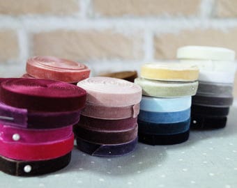 5 YDs of 3mm/5mm/10mm Solid Velvet Ribbon (42 colors)