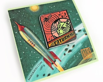 Caturn Alien 1967 - Cloisonne 6-color hard enamel pin by Mab Graves