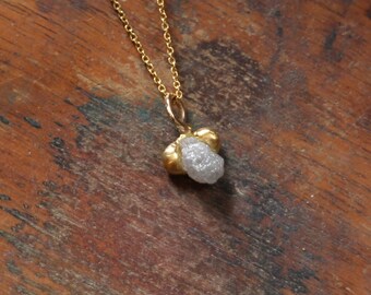 Rough diamond necklace, raw diamond pendant, floating small diamond necklace, raw diamond jewelry