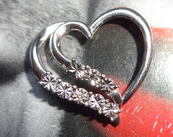 SPECIAL SALE! Nesting Hearts Pendant w/ Hematite & GENUINE Diamond