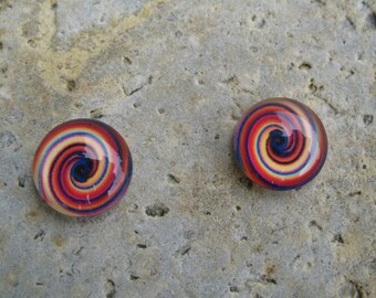 2 glass cabochons 12 mm roses theme
