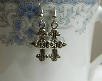 Silver Cross Earrings