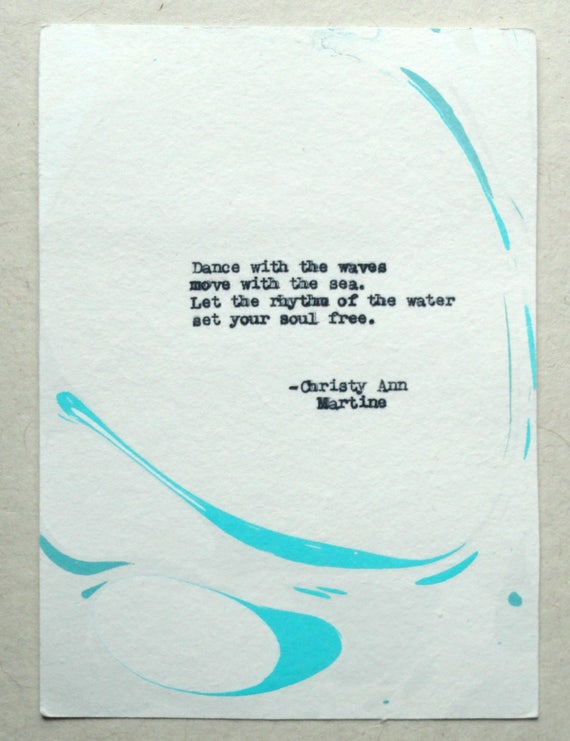Beach Decor - Wall Art - Ocean - Dance with the Waves Move with the Sea - Hand Typed Poetry by Christy Ann Martine