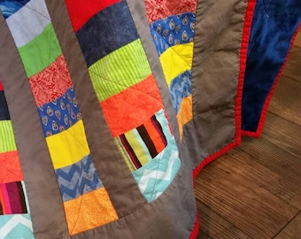 Throw quilt, lap quilt, baby quilt, masculine quilt, colorful quilt, minky back