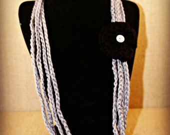 crocheted necklace - crocheted flower necklace