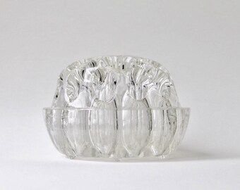 Vintage French glass frog flower holder. Made in France glass flower bowl. Flower holder, pencil holder, makeup brush holder.