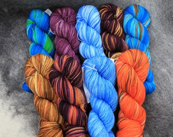 Hand Dyed, Sock Yarn, Lot 710 thru 718, Superwash Merino/Nylon, 450 Yd, 4.3 oz