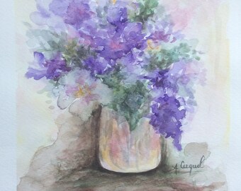 Purple bouquet - original watercolor painting