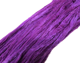 1 oz Mulberry Silk roving, hand dyed , color Purple