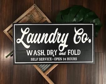 Laundry co | wash dry and fold | self service | laundry room sign|shiplap|shiplap sign, black laundry sign | black shiplap | laundry sign,