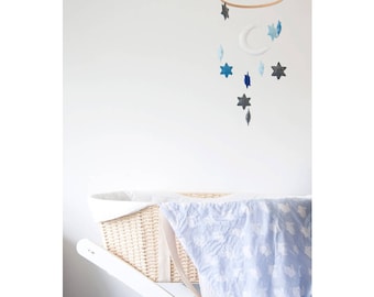 Moon Stars Mobile, Baby Mobile, Nursery Mobile, Felt Mobile, Cot Mobile, Nursery Decor, Baby Room, Kids Bedroom, Hanging Toys, Handmade,Gift