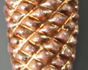 Glass 648 Ornament Fir Cone Glittered Inge Glas W Germany Vintage Excellent