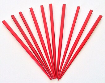 Wood Hair Sticks Red Lacquered 7 inch.10 pcs./pkg.