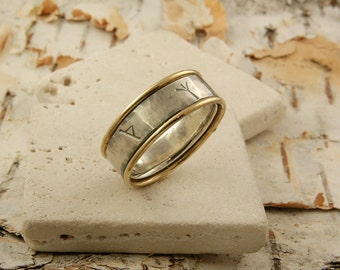 Viking Rune Ring in Sterling silver and 18k gold