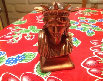 Vintage bronzed metal New York Statue of Liberty bust souvenir figurine