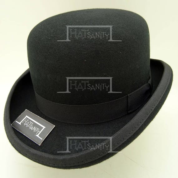 VINTAGE Wool Felt Formal  Tuxedo Dura  Bowler Top Hat Black