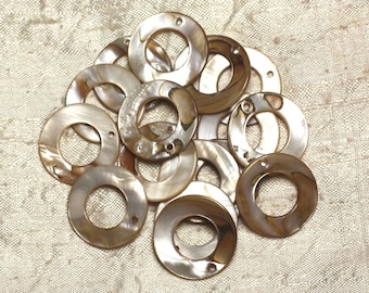 10pc - Pearls Pearl charms 25mm Ecru 4558550014955 circles