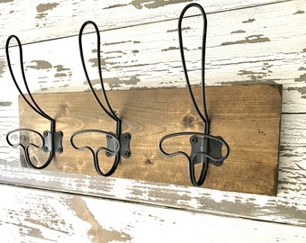 Coat Rack - Coat Hooks - Triple Hooks - Entry Way Hook - Vintage Hooks - Primitive Hooks - Farmhouse Hooks - Wire Hooks