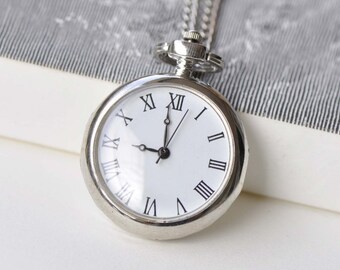 1 PC Platinum Elegant Pocket Watch Pendant A8770