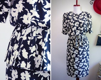 Ruffled waist blue and white light dress