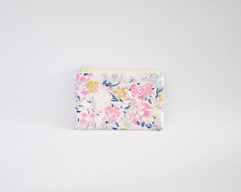Small Coin Purse, Change Purse, Coin Pouch, Zipper Pouch, Makeup Pouch, Cosmetic Pouch, Card Pouch, Card Holder - Ethereal Floral