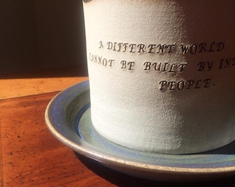 Planter - Stoneware Planter - Inspirational Planter - Handmade Planter - Stamped Planter