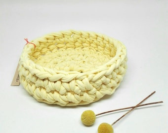 Panier au crochet en coton XXL Taille M / jaune pâle