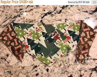 ON SALE Tie-on Dog Bandana in Christmas Time at the Forest - XSmall/Small/Medium/Large/XLarge