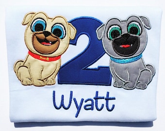 Adventurous Pugs Birthday Embroidered T-Shirt-Boys or Girls