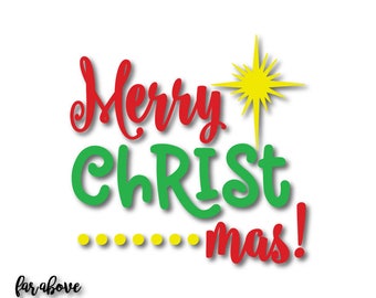 Merry Christ mas! Christmas Star Holidays SVG, EPS, dxf, png, jpg digital cut file for Silhouette or Cricut