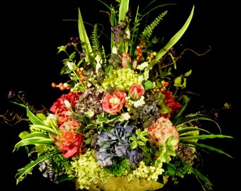 Tuscan Silk Flower Arrangement,Elegant Floral arrangement,elegant table centerpiece,floral Wedding Arrangement,Spring Arrangement