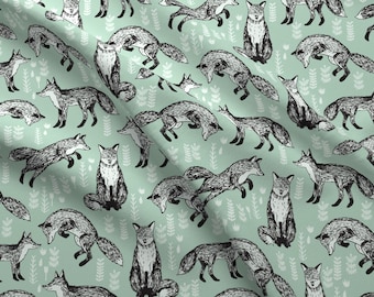 Fox Mint Green Woodland Animal Cute For Nursery Gender Neutral Baby By Andrea Lauren Cotton Fabric The Yard With Spoonflower