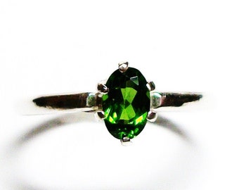 Chrome diopside ring, chrome diopside, solitaire ring, green ring, green, s 5 3/4 "Keen for Green"