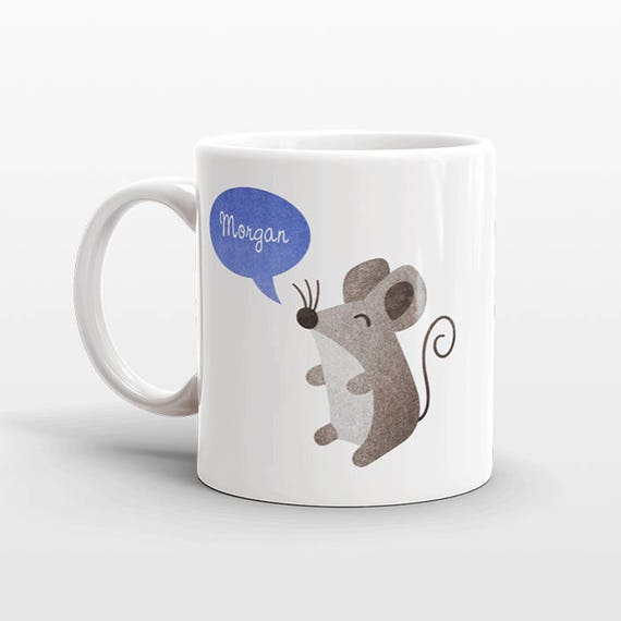 Custom Name Coffee Mug Mouse Gift Idea for Women Men Her Him Mom Dad Adult Kid Animal Lover Best Friend Birthday Teacher Gift Personalized